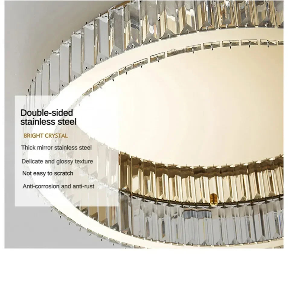 Afralia™ Crystal Circle LED Ceiling Chandelier for Modern Living Room, Bedroom, and Study