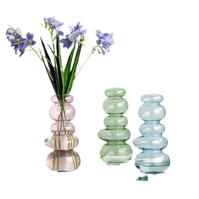 Afralia™ Geometric Glass Vase Terrarium Pebble Stack Floral Arrangement Home Decor