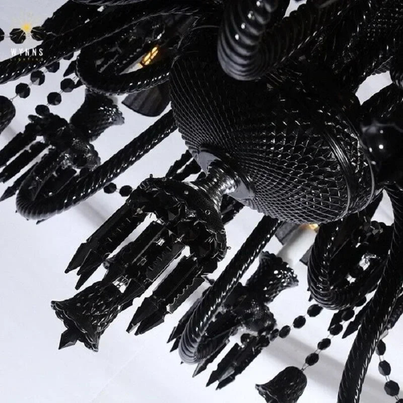 Afralia™ Black Crystal Chandelier: Luxury Lighting for Villa Hotel, Living Room, Dining Room