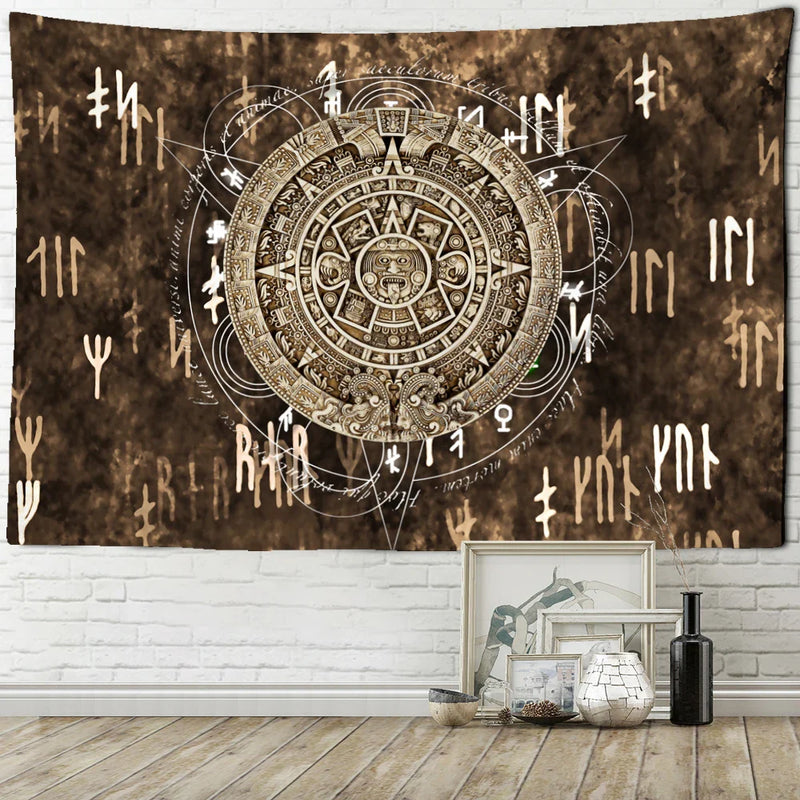 Afralia™ Mystical Rune Symbol Tapestry Wall Hanging for Psychedelic Hippie Decor