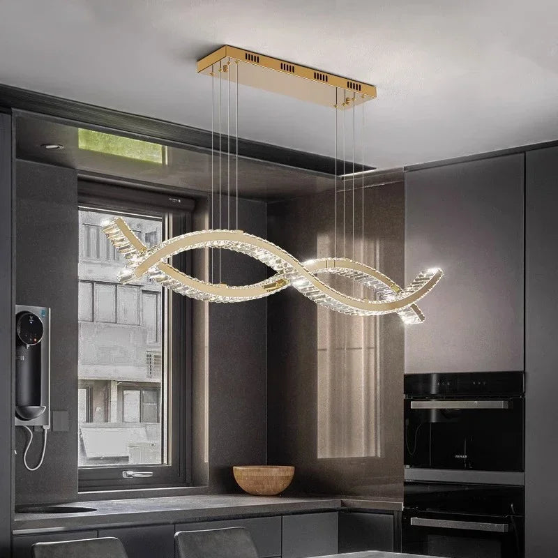Afralia™ Crystal Strip Chandelier: Modern Minimalist Ceiling Light for Artistic Indoor Lighting