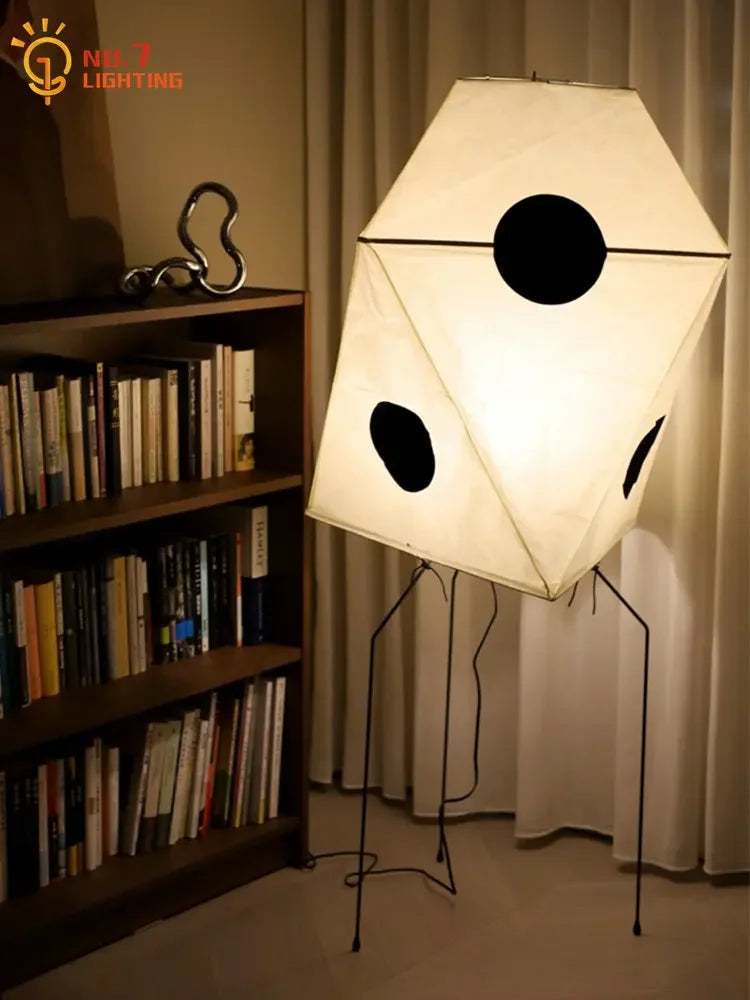 Afralia™ Akari Rice Paper Floor Light LED E27 Japanese Wabi Sabi Vintage Stand Lamp