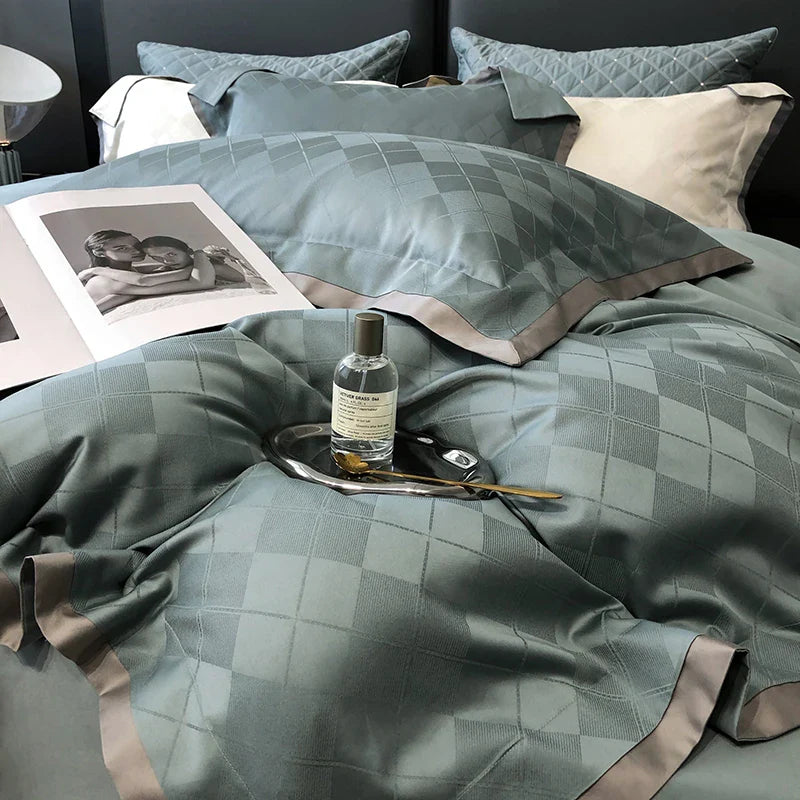 Afralia™ 1000TC Egyptian Cotton Jacquard Duvet Cover Set: Luxury Satin Silky Bedding Collection