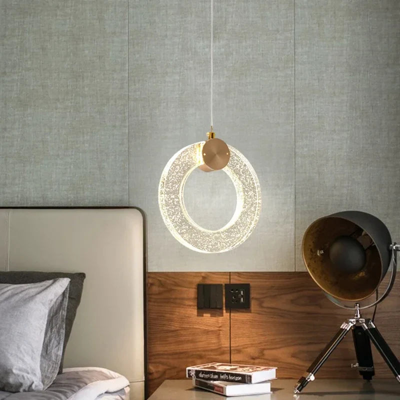 Afralia™ Crystal Pendant Light for Minimalist Master Bedroom, Small LED Lamp with Net Red Background