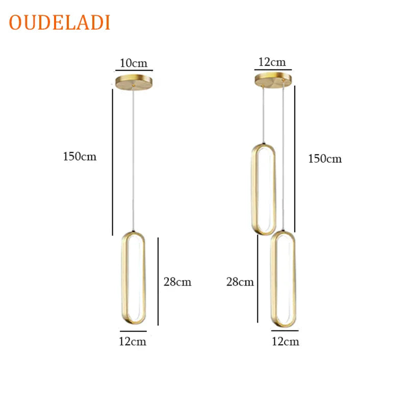 Afralia™ Minimalist LED Pendant Light for Bedroom, Restaurant, Living Room - Gold/Black Ring Hanging Lamp