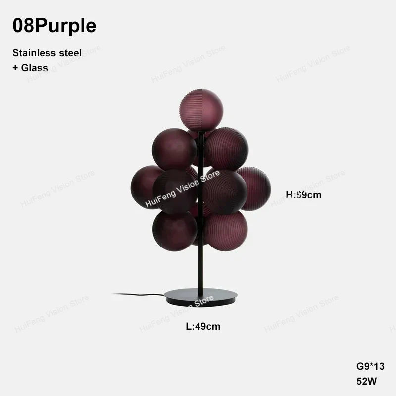 Afralia™ Purple Ripple Grape Ball Lampshade Pendant Chandelier, Modern LED Home Decor Lighting