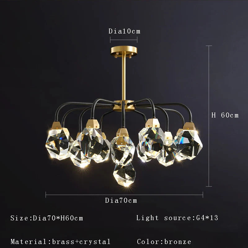 Afralia™ Crystal Chandelier Ceiling Light Modern Design for Living Room Dining Area