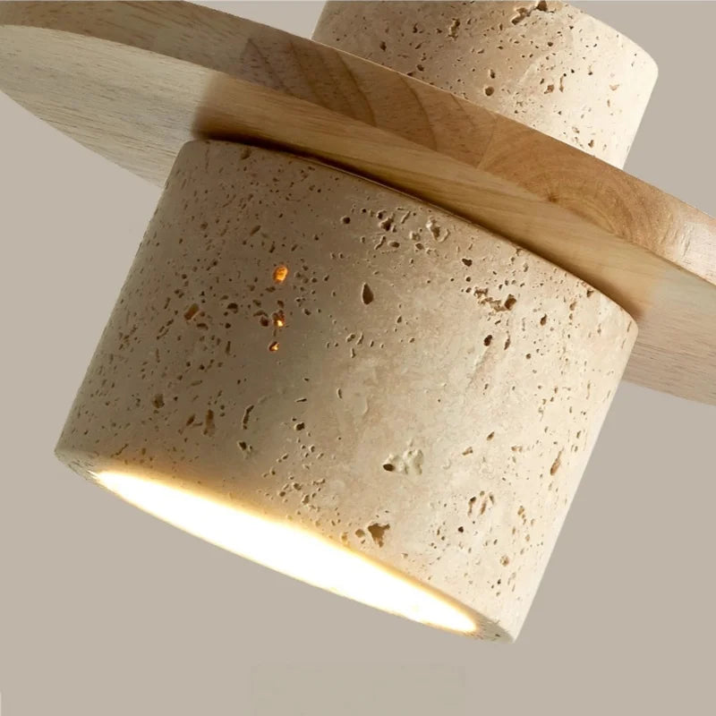 Afralia™ LED Pendant Lamp Yellow Travertine Wood Nordic Minimalism Hanging Light