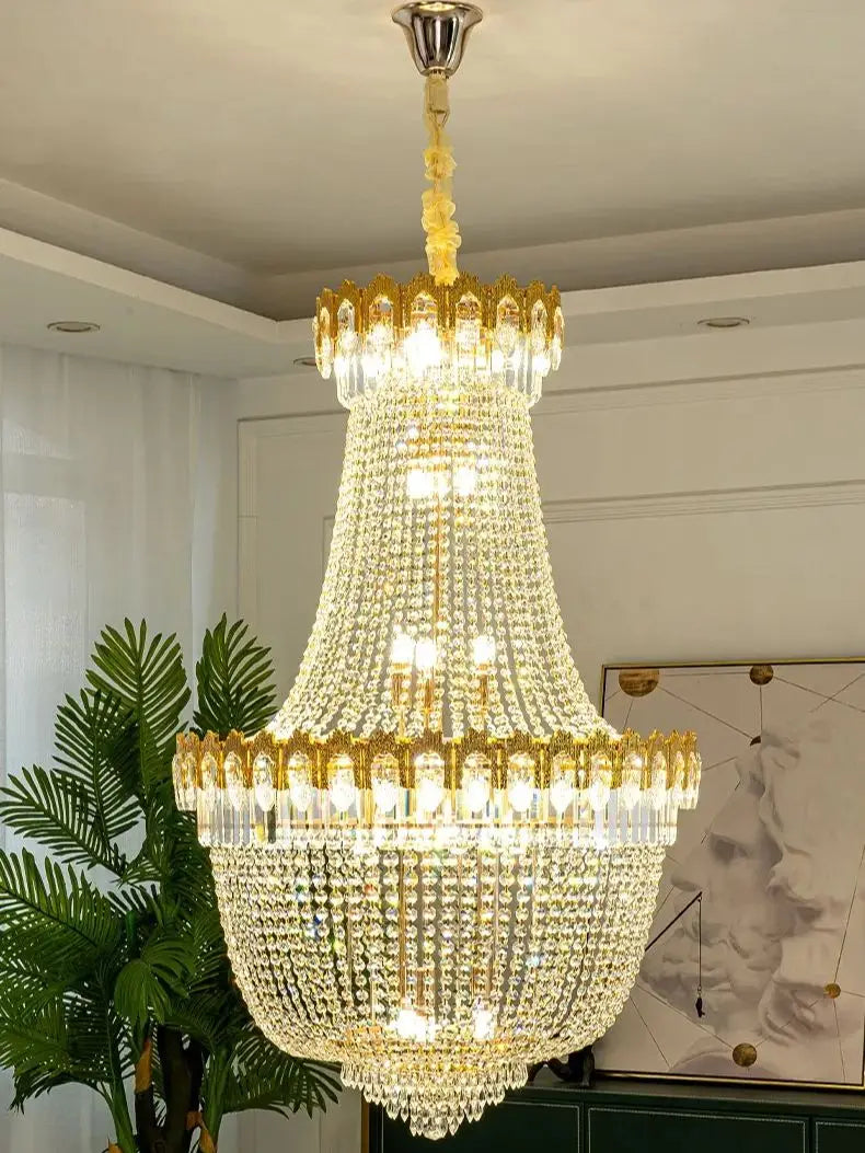 Afralia™ Crystal LED Chandelier for Hotel Lobby & Living Room | Elegant Staircase Design