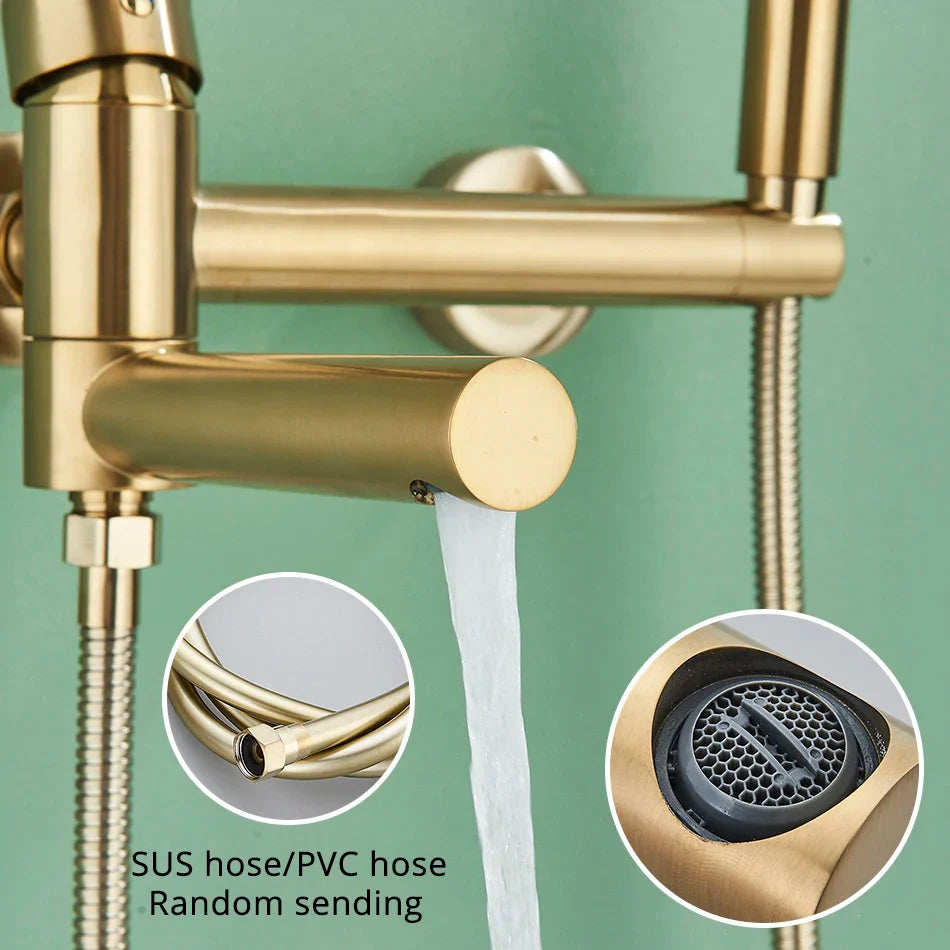 Afralia™ Brass Wall Mounted Bathtub Shower Mixer Tap Set for Bathroom