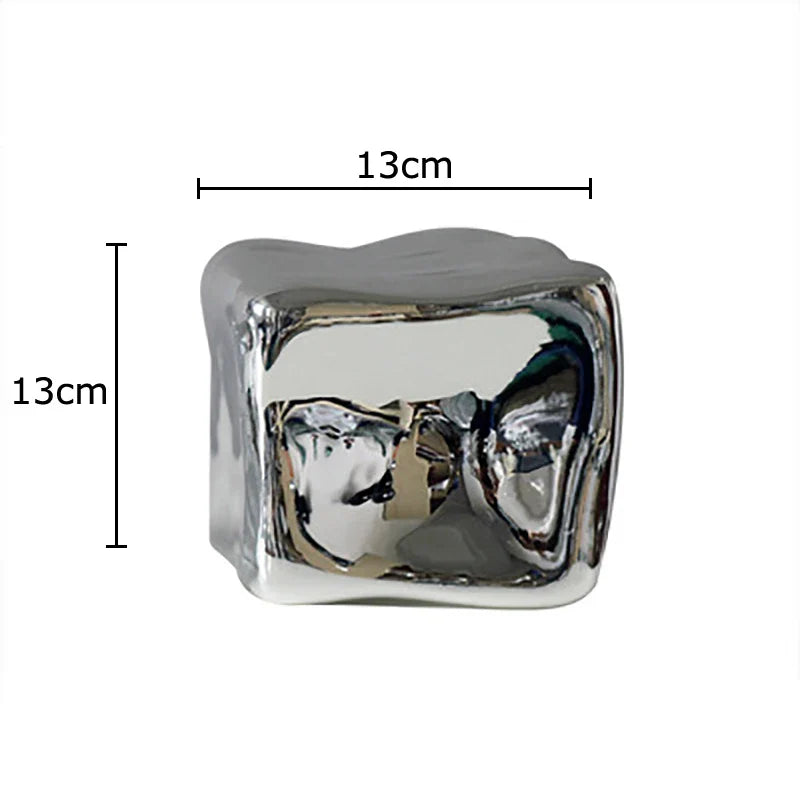 Afralia™ Silver Plated Geometric Cube Sculpture Room Decor