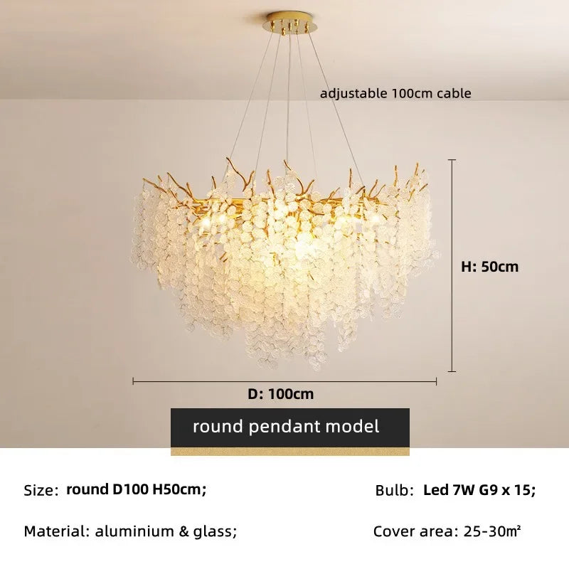 Afralia™ Modern Luxury Gold Branch Pendant Light - Aluminum LED Luminarias
