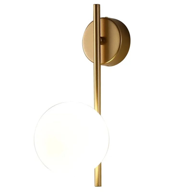 Afralia™ Gold LED Glass Ball Wall Lamp: American Style Aisle Sconce for Bedroom, Study, and Corridor