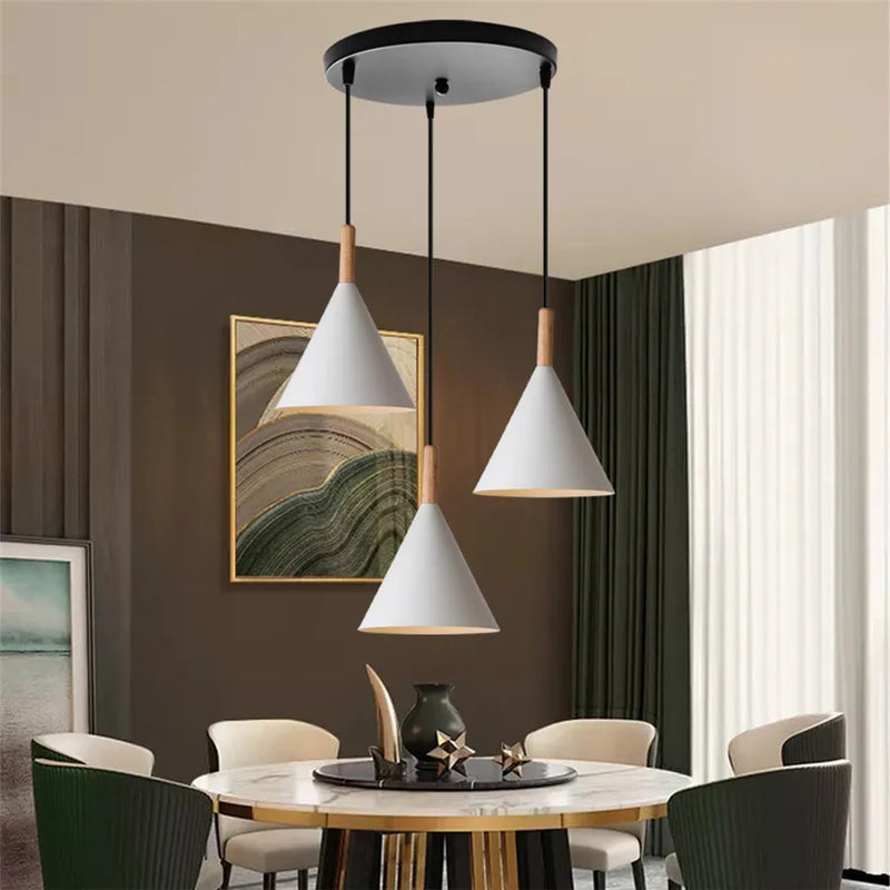 Afralia™ Wood Pendant Lamp Modern Hanging Chandelier for Home Kitchen Island and Cafe