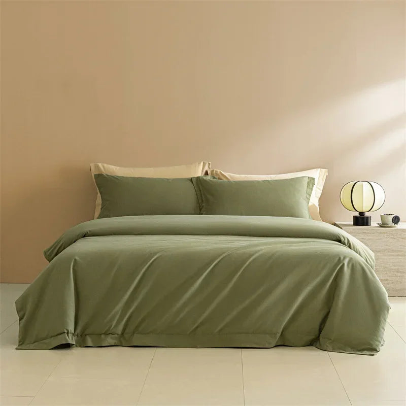 Afralia™ Solid Color 100% Cotton Bedding Set for Queen/King Size Beds