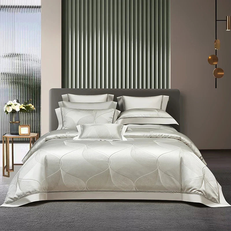 Afralia™ Luxury European Jacquard Duvet Cover Set with Satin Finish