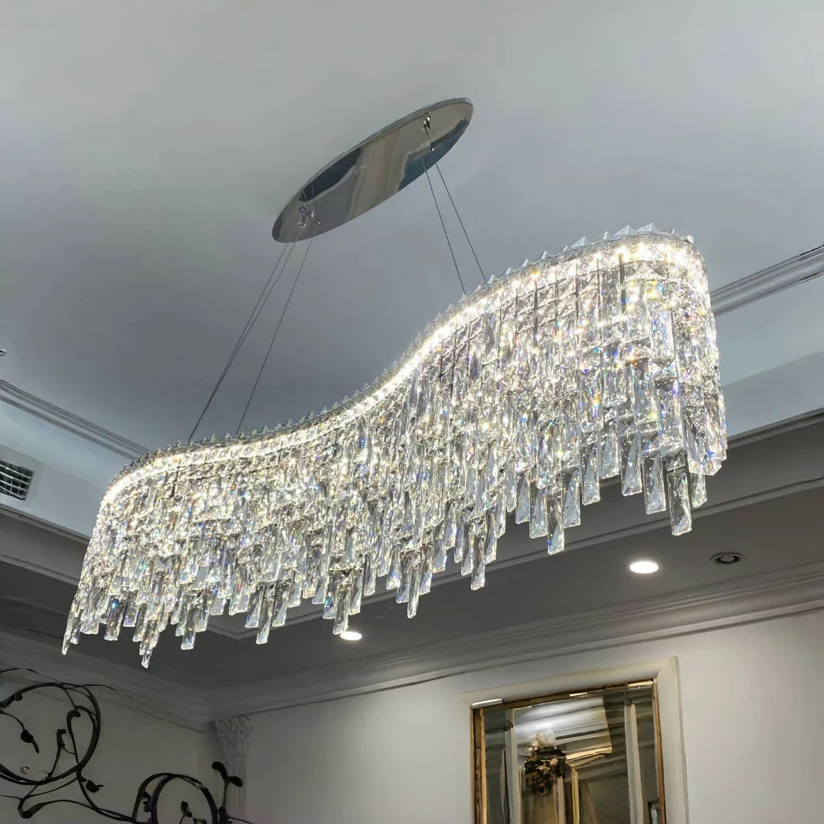 Afralia™ Chrome Chandelier: Designer Luxury K9 Crystal Lighting Fixture for Dining Room, Hotel, and Bar