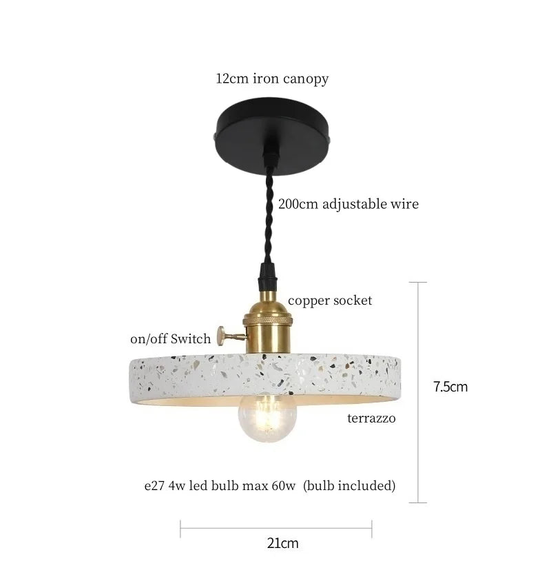Afralia™ Terrazzo LED Pendant Lights, Adjustable Wire, Nordic Modern Hanging Lamp