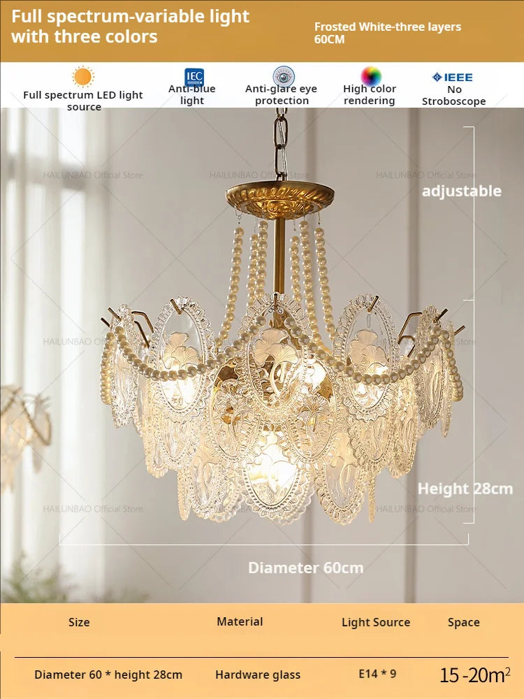 Afralia™ Glass Dining Room Chandelier: Retro French Style for Living & Master Bedroom