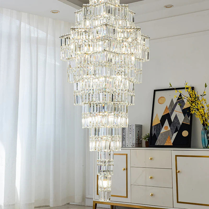 Afralia™ Crystal Staircase Chandelier: Luxury European Style for Villa Living Room
