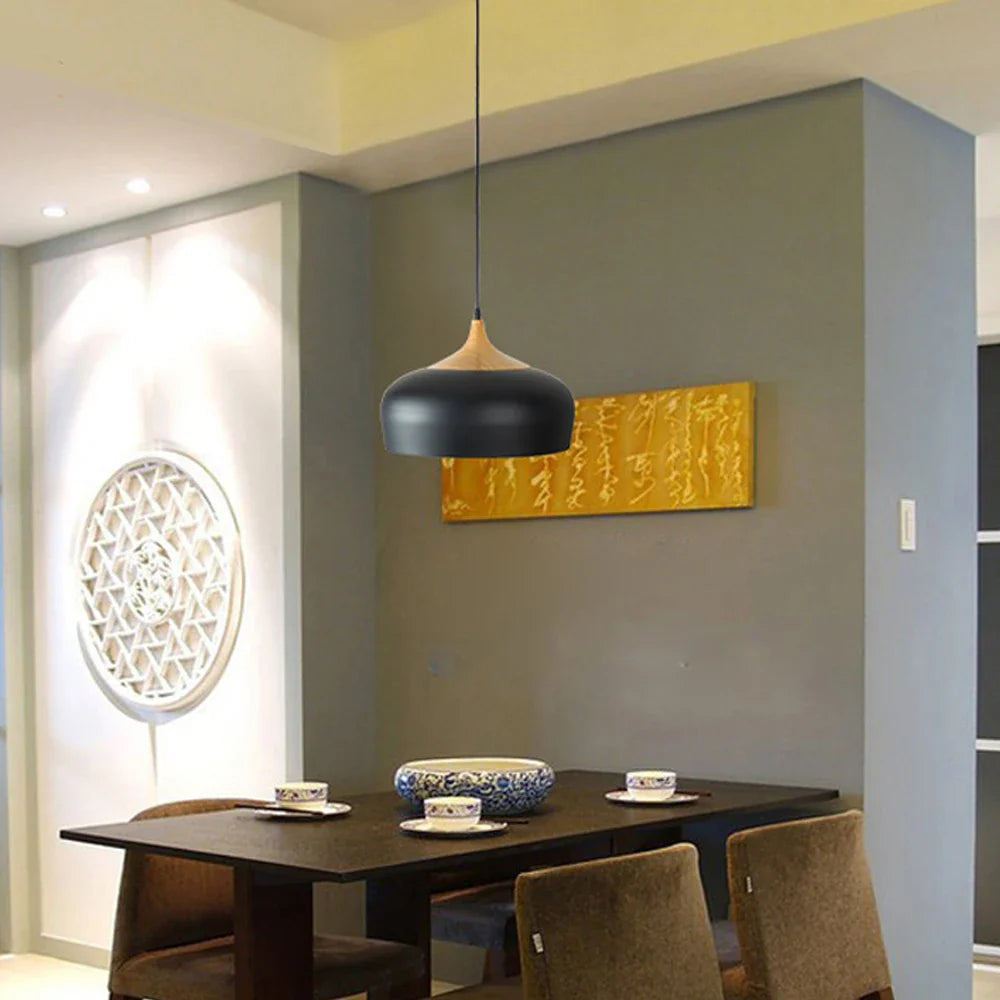 Afralia™ Nordic Wood Pendant Lights LED E27 for Kitchen Dining Bedroom - Ceiling Chandelier