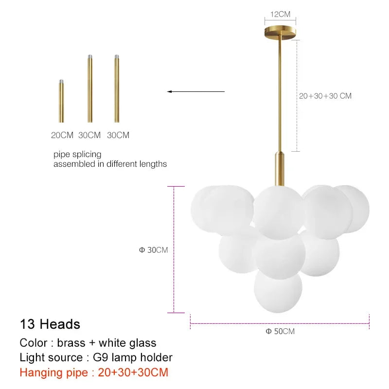 Afralia™ Glass Ball Pendant Chandelier for Kitchen Living Room Bedroom