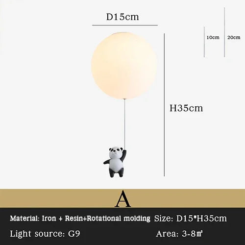 Afralia™ Kids Bear LED Ceiling Chandelier, Cute Bedroom Pendant Light for Boys and Girls
