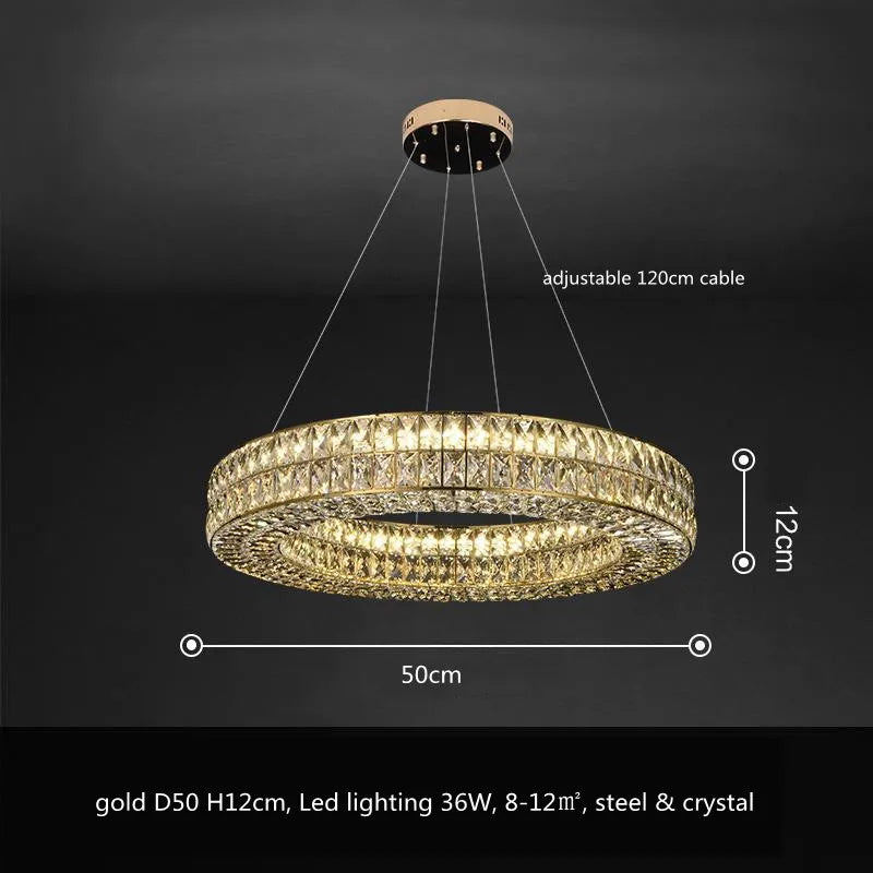Afralia™ Crystal LED Pendant Light: Luxury Steel Hanging Lamp for Modern Foyer, Dining Room