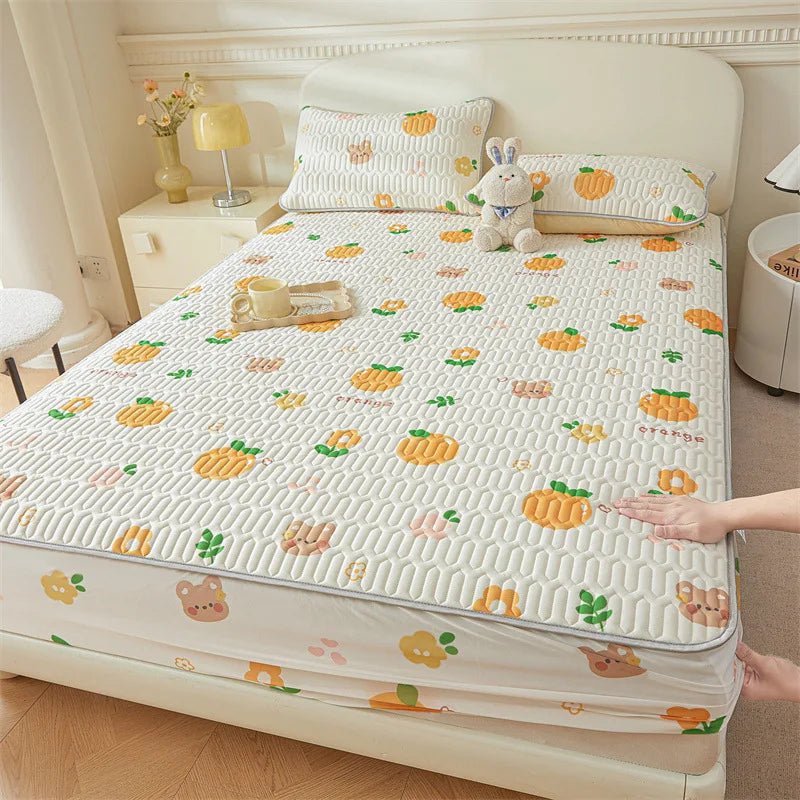Afralia™ Cute Cartoon Pattern Cooling Fitted Sheet with Natural Latex Fabric