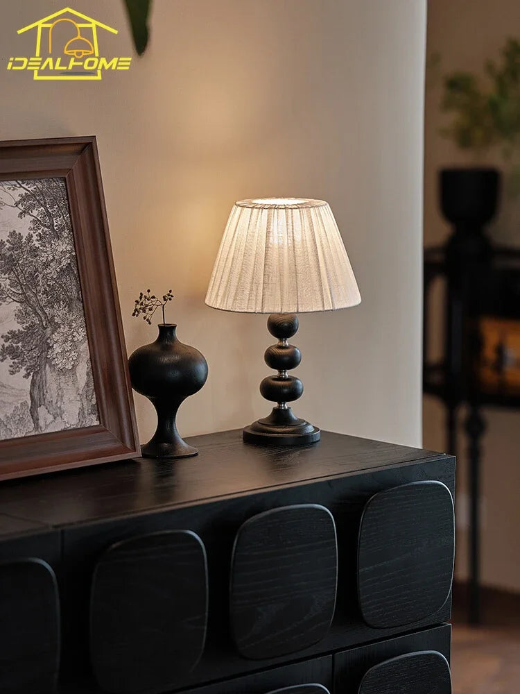 Afralia™ Medieval LED Table Lamp - Black/Walnut Finish