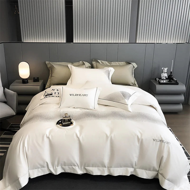 Afralia™ Luxury Embroidery 1000TC Egyptian Cotton Bedding Set for King/Queen Bed Sizes