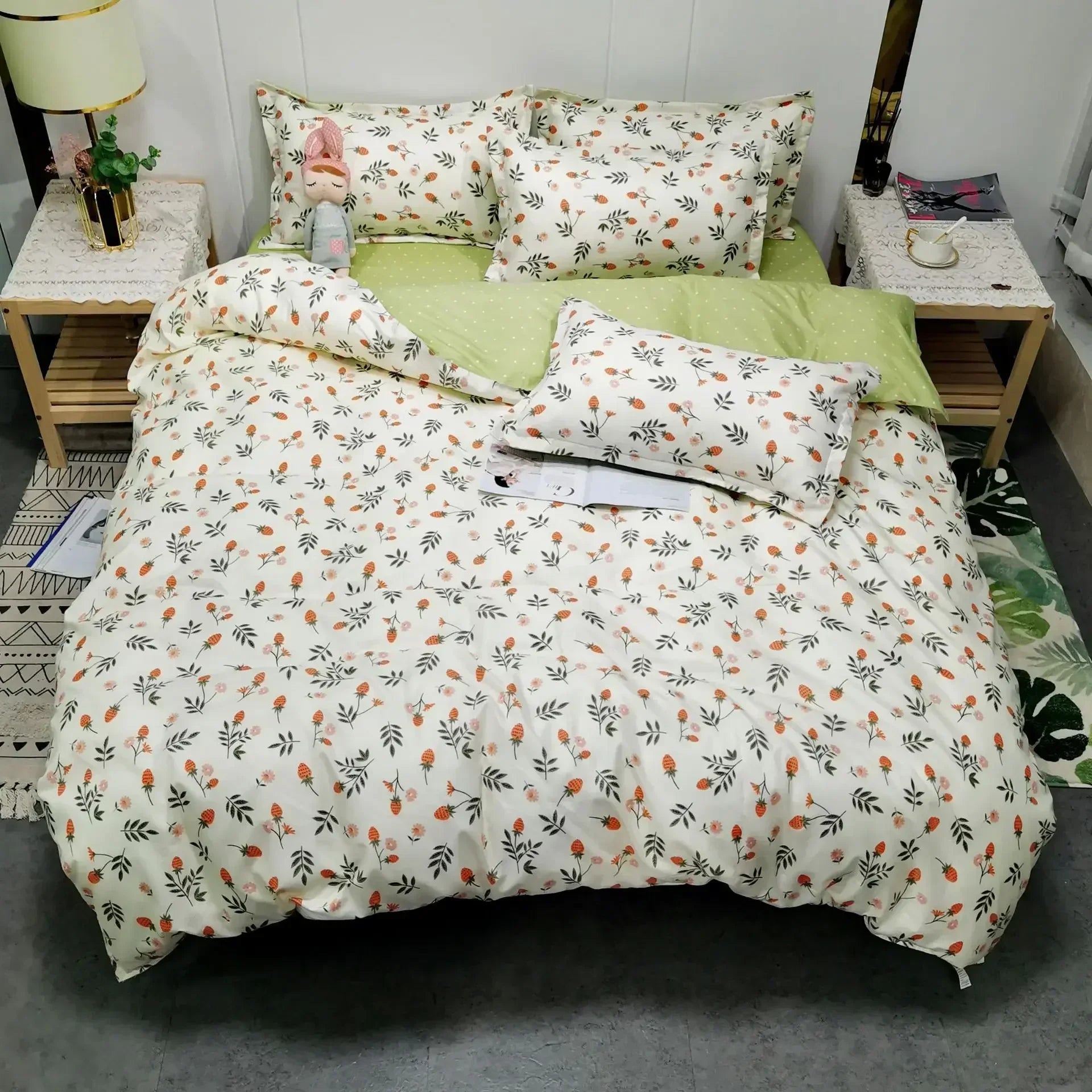 Daisy Print Bedding Set King/Queen Size by Afralia™ - Cozy & Durable