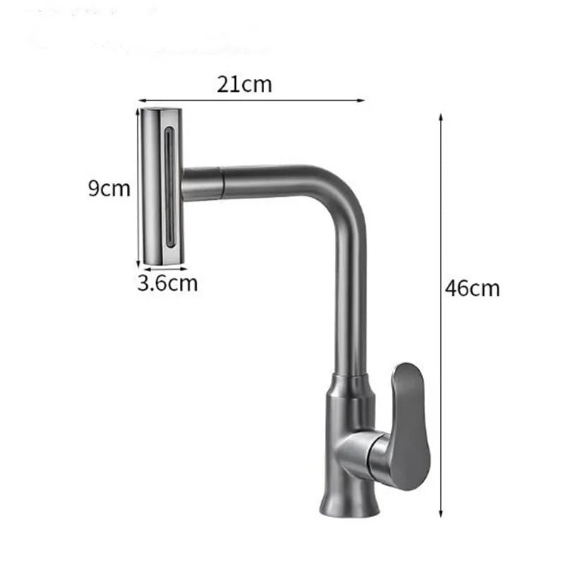 Afralia™ Gray Waterfall Kitchen Faucet Swivel Pull Out Sink Tap Single Hole