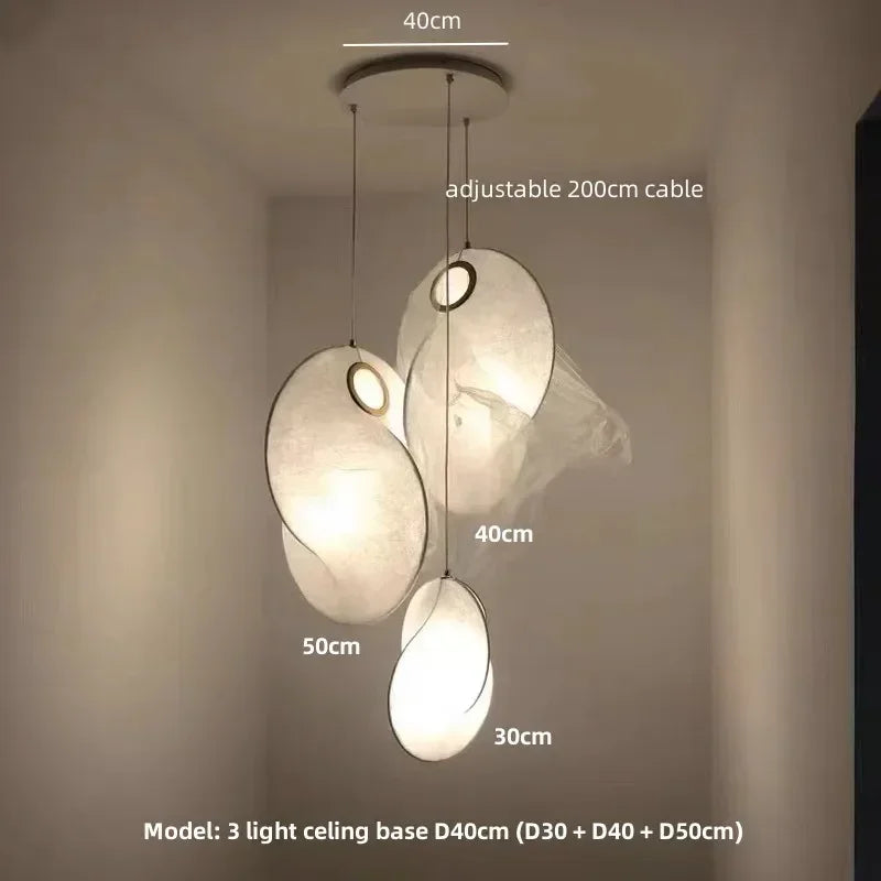 Afralia™ Nordic Silk Chandelier Pendant Lights for Foyer Bedroom Bar, LED Droplight Fixtures