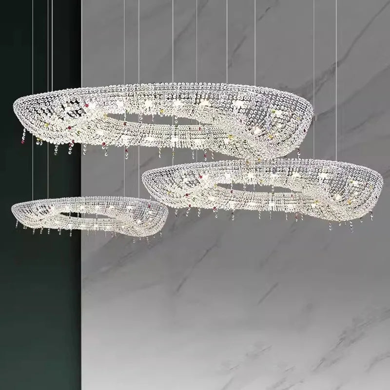 Afralia™ Italian Crystal Chandeliers LED Ceiling Pendant Lamps Indoor Luxury Lighting