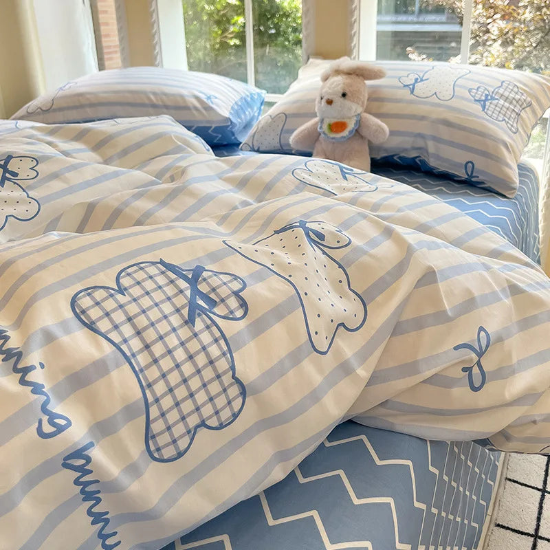 Afralia™ Geometric Pattern Cotton Bedding Set: Soft, Durable Quilt Kit for Adults