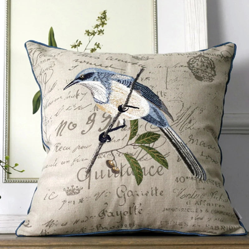 Afralia™ Floral Embroidery Cotton Linen Throw Pillow