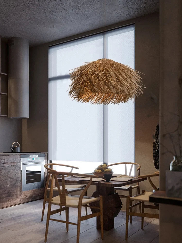 Afralia™ Seagrass Pendant Light: Hand-Woven Rattan Lampshade for Home Decor