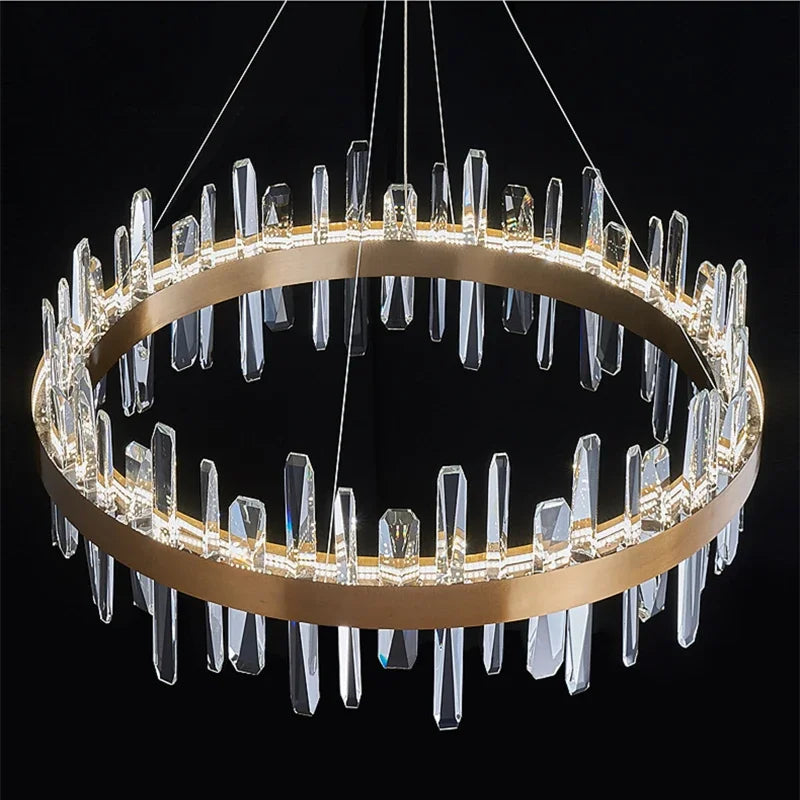 Afralia™ K9 Crystal LED Round Chandelier for Kitchen Living Room Bedroom Decor