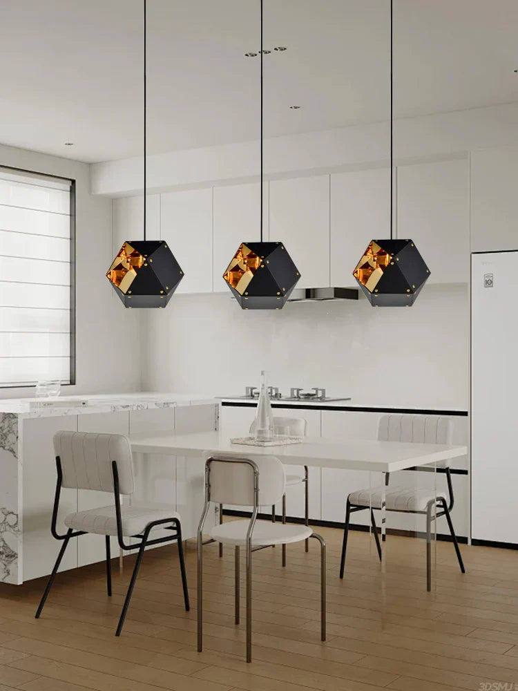 Afralia™ Modern Stainless Steel Pendant Lights for Dining Table - Black Gold Hanglamp
