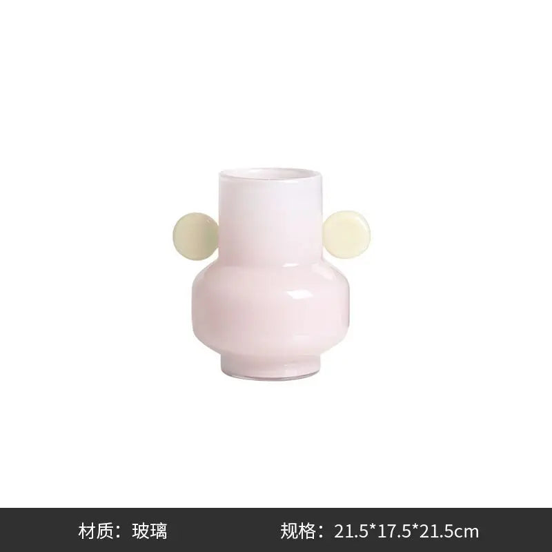 Afralia™ Stained Glass Vase with Two Ears: Floral Arrangement Room Decoration