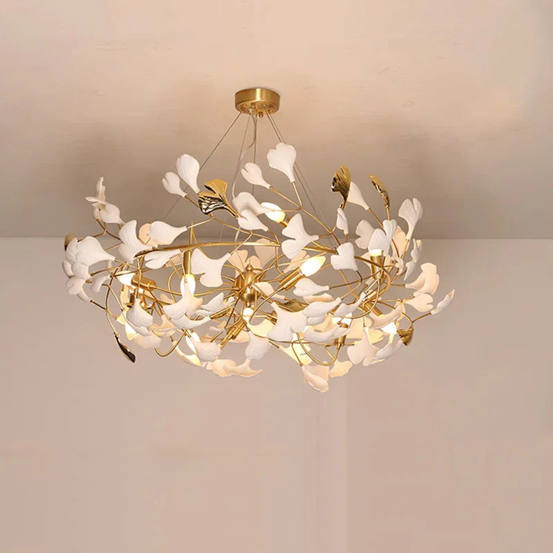 Afralia™ Ginkgo Leaf Ceramic Chandelier Pendant Lamp - LED Lighting for Home Decor & Bar
