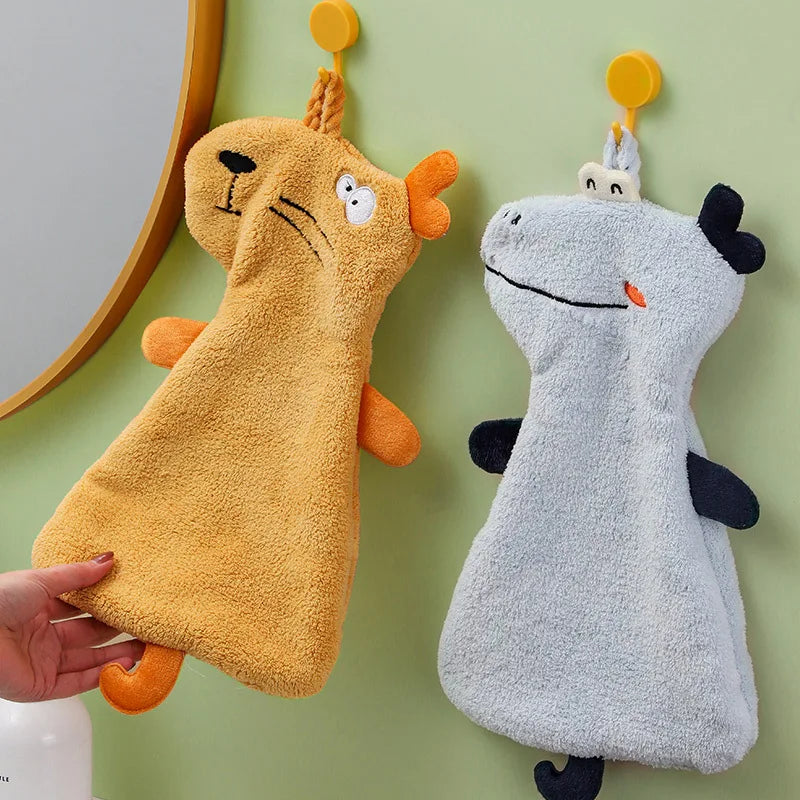 Afralia™ Cartoon Animal Hand Towel: Soft & Absorbent Kitchen Cloth for Children