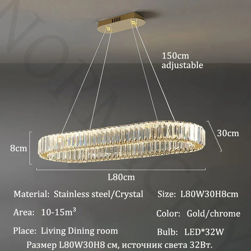 Afralia™ Luxury Crystal Pendant Chandelier for Home Dining Room Bar LED Decor