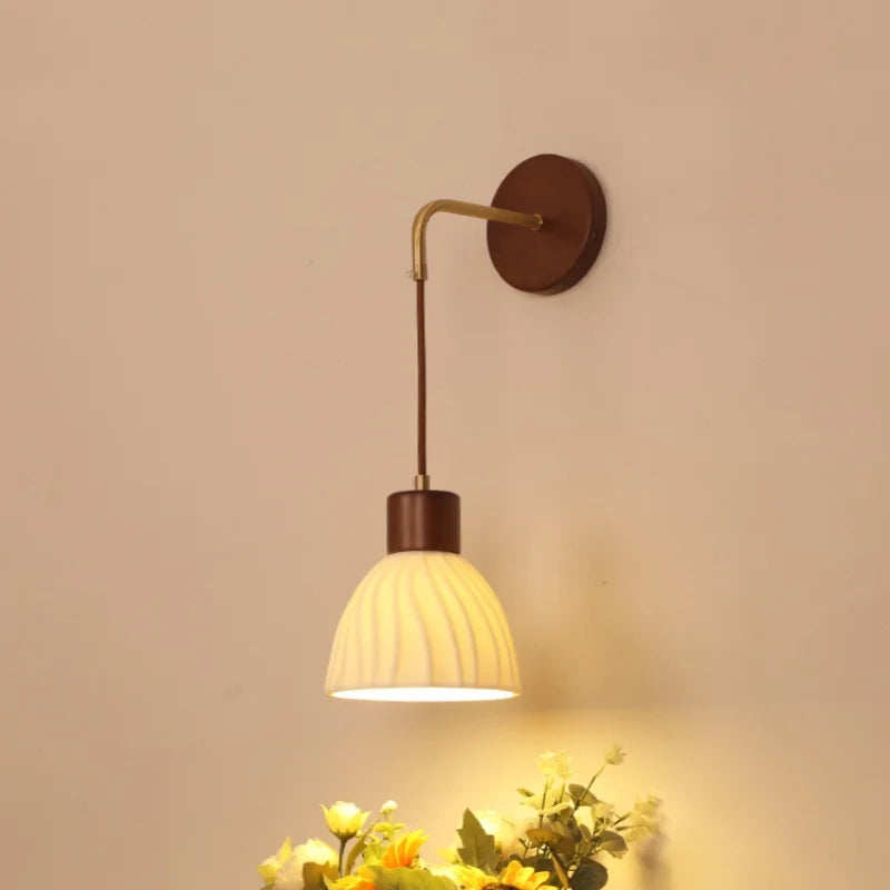 Afralia™ Adjustable LED Wall Light Fixture with Ceramic Wood Base for Home Decor