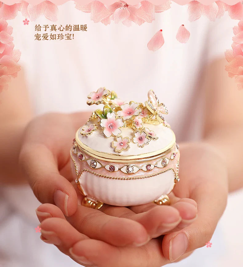 Afralia™ Cherry Blossom Jewelry Trinket Box: Wedding Ring Holder & Dressing Table Decor