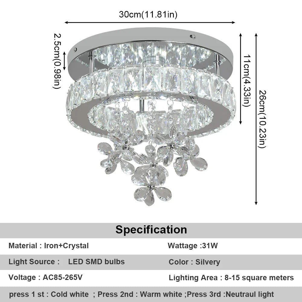 Afralia™ Crystal LED Ceiling Chandelier for Luxury Living Room Decor