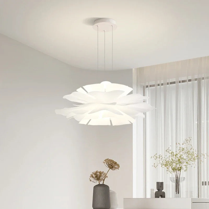 Afralia™ Lotus Acrylic LED Chandelier Cream Nordic Design Living Room Ceiling Lighting