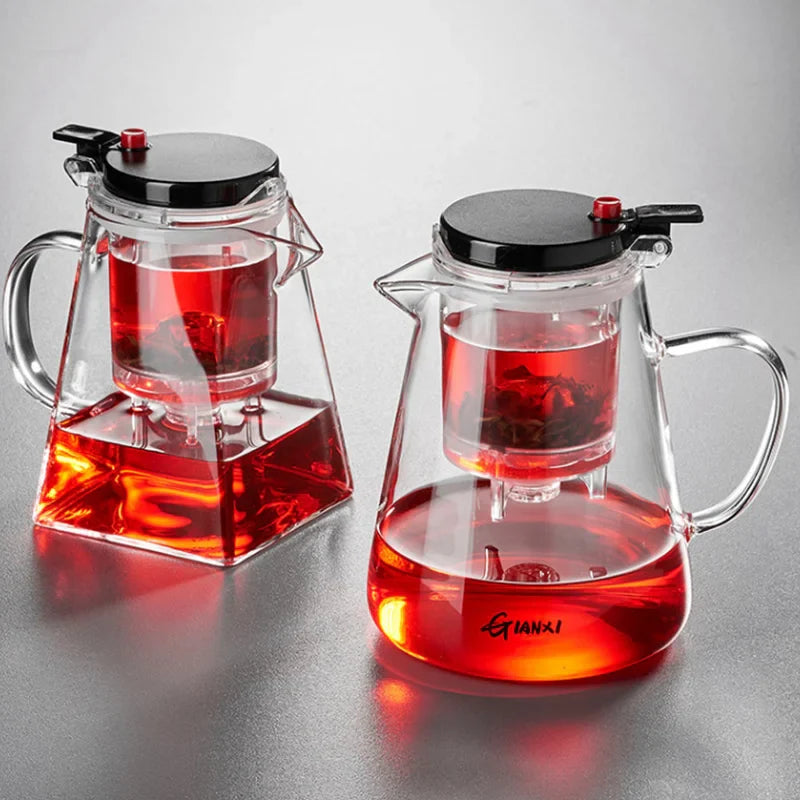 Afralia™ Glass Teapot with One-Button Filter, High-Temp Resistance, and Tea Separation Technology