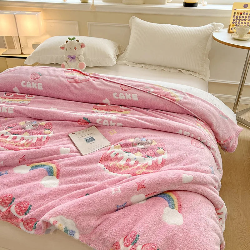 Afralia™ Colorful Flower Patterns Velvet Blanket for Student Bed – Light & Cozy Blanket